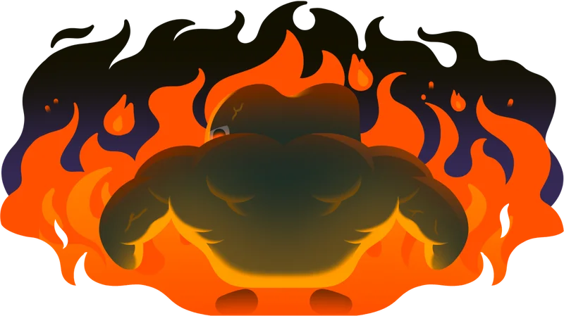 Muscle-bound Duo surrounded by flames