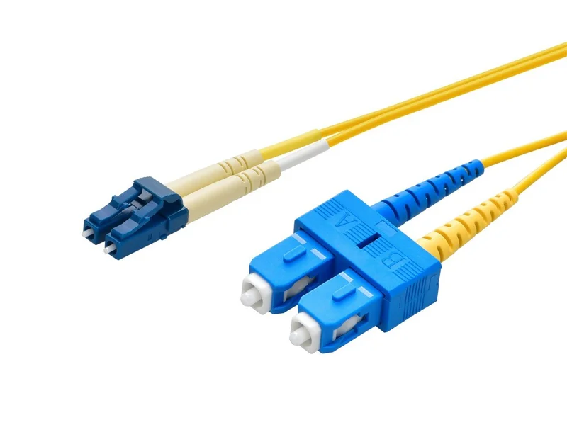Single-Mode Fiber Optic Cable - LC/SC, UL, 9/125 Type, Duplex, Yellow, 1m, Corning