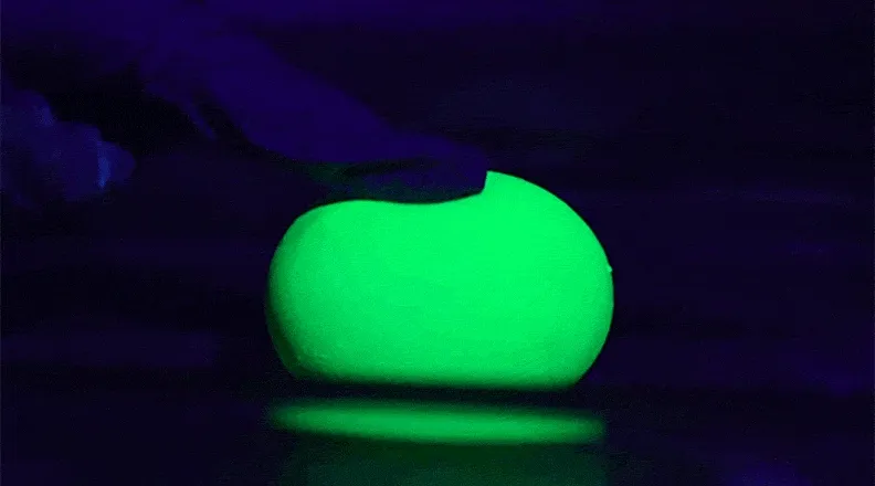 Glowing Bouncy Egg – A GIF of a egg bouncing, with text asking, “Can you bounce an egg without breaking its shell?”