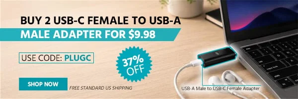 Buy 2 USB-C Female to USB-A Male Adapter for $9.98 Use Code: PLUGC 37% Off