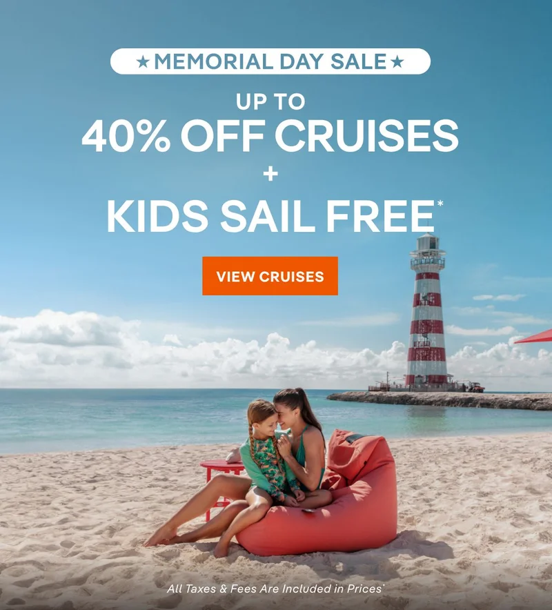 ★ Memorial Day Sale ★ – Up&nbsp;to 40%&nbsp;Off Cruises + Kids 
Sail Free* – Limited Time Offer – Click to View Cruises & Book Now – All Taxes & Fees Are Included in Prices* (Pictured: MSC&nbsp;World America Docked at Ocean&nbsp;Cay MSC&nbsp;Marine Reserve, The Bahamas)