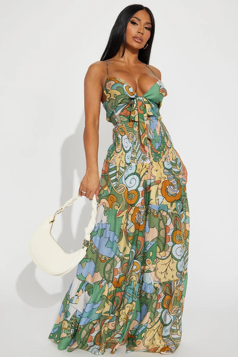 Image of Kamiyah Printed Jumpsuit - Green/combo