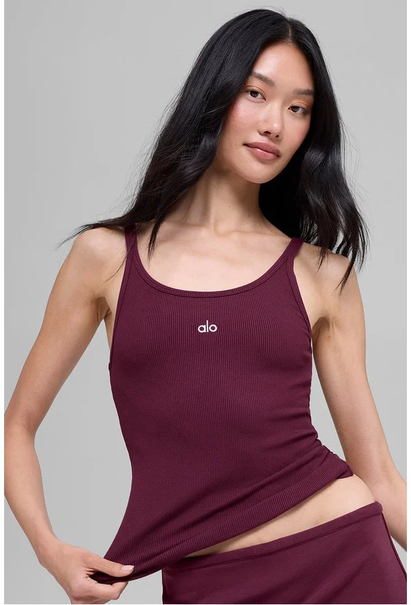 Ribbed Prosper Tank - Burgundy - Burgundy / S