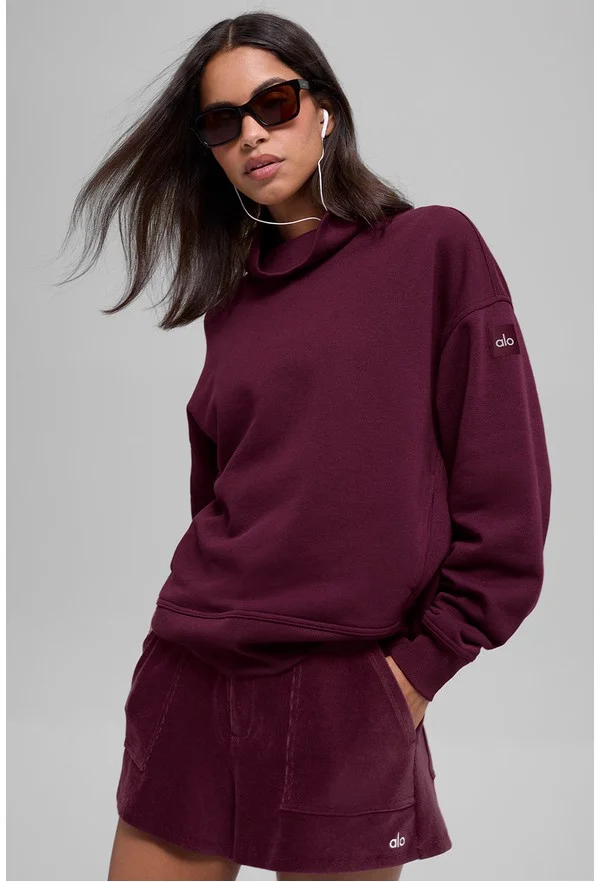 Hazy Mock Neck Pullover - Burgundy - Burgundy / S