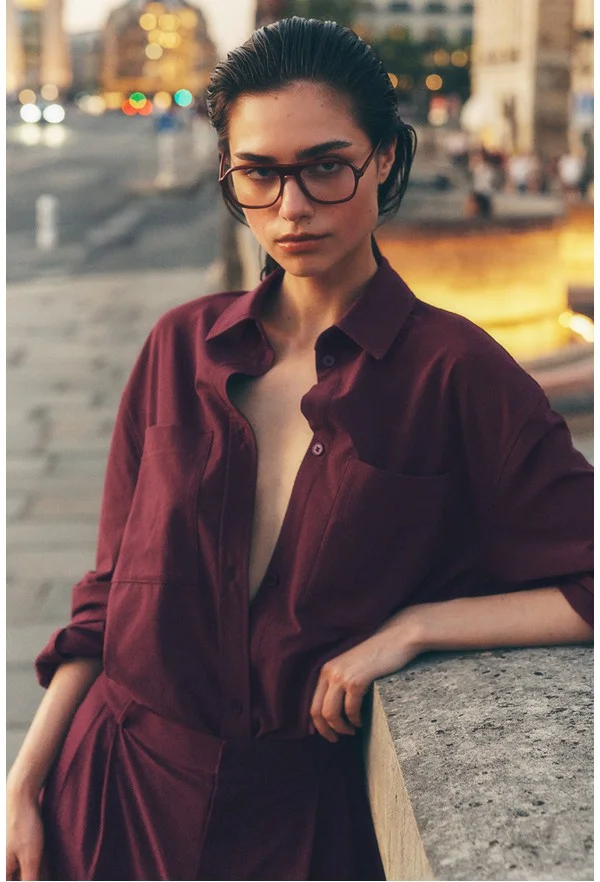 Dreamscape Button Down Long Sleeve - Burgundy - Burgundy / S