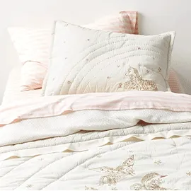 Unicorn Dreams Embroidered Twin Quilt
