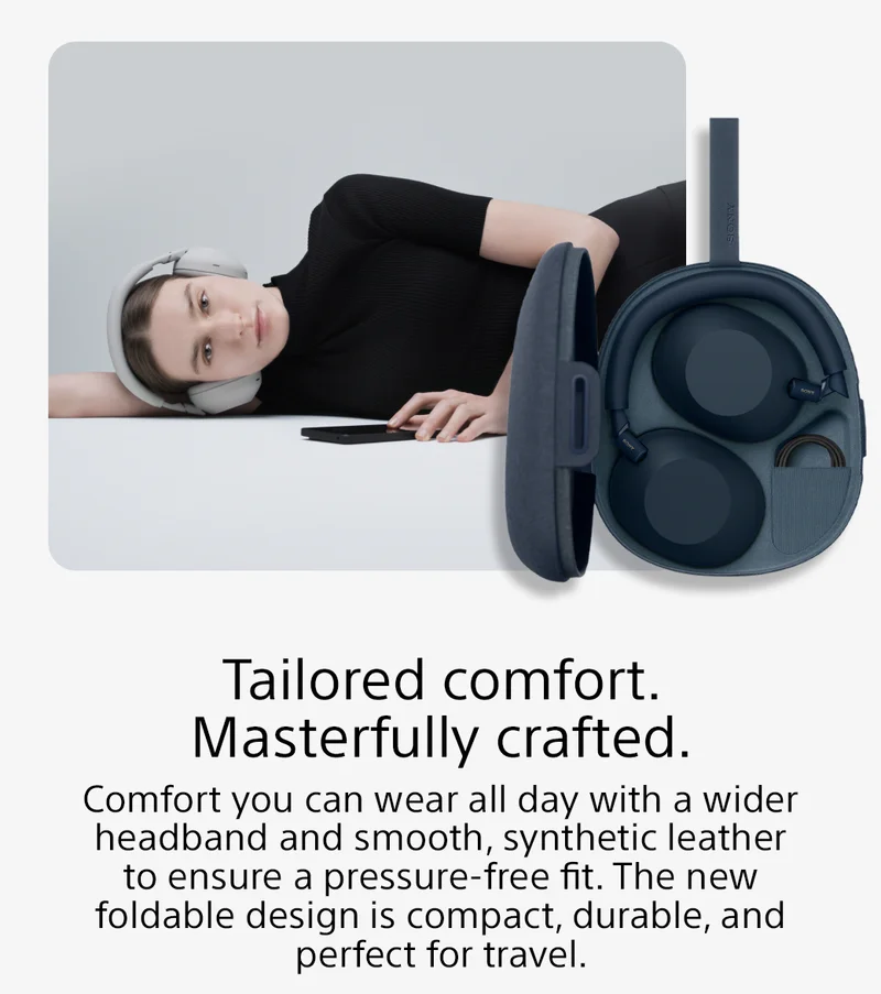 Tailored comfort. Masterfully crafted. | Comfort you can wear all day with a wider headband and smooth, synthetic leather to ensure a pressure-free fit. The new foldable design is compact, durable, and perfect for travel.