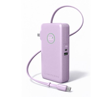 Limitless 10,000 mAh Fast Charge Power Bank with AC & Bulit-in Cable