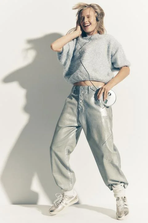 The Arin Mid-Rise Button-Front Barrel Jeans by Pilcro: Coated Edition