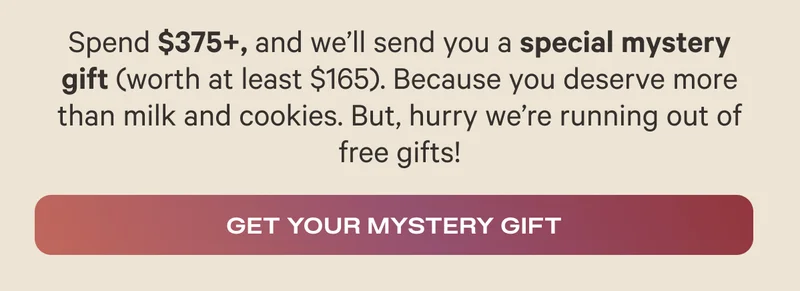 Spend $375 or more knocking out your holiday shopping list, and we'll send you a special mystery gift (worth at least $165!). Because you deserve more than milk and cookies.** - Shop Now