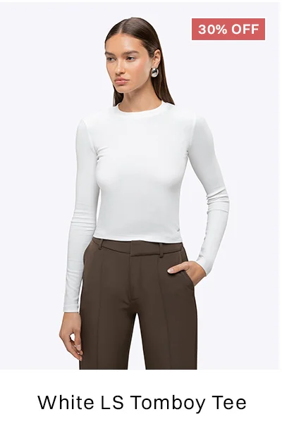 White Long Sleeve Tomboy Tee