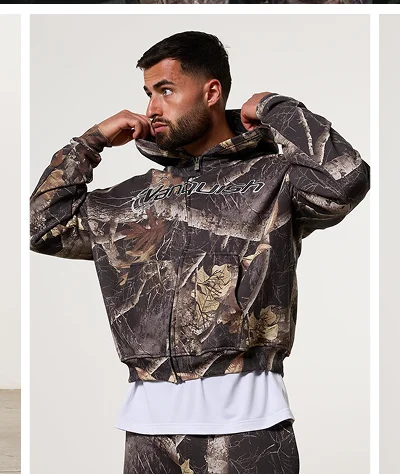 CAMO BLACK OVERSIZED FULL ZIP HOODIE