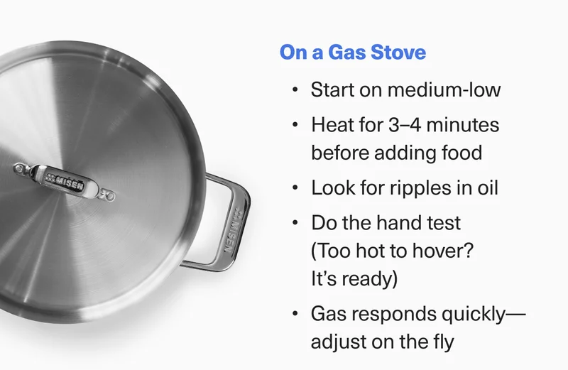 On a Gas Stove: Start on medium-low heat for 3-4 minutes.