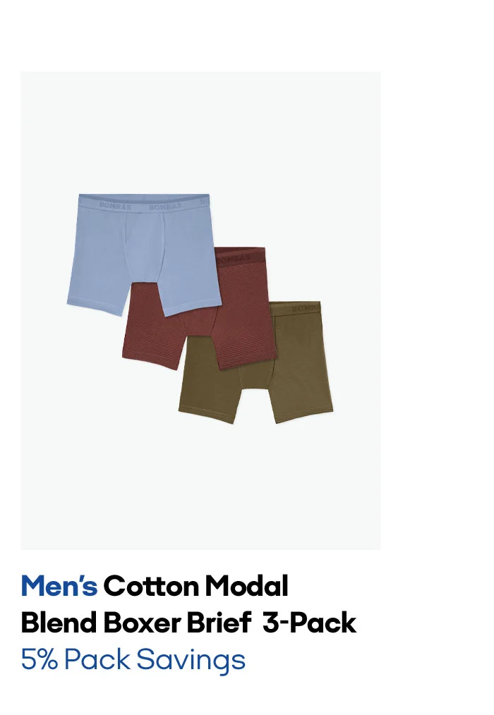 Men's Cotton Modal Blend Boxer Brief 3-Pack 5% Pack Savings