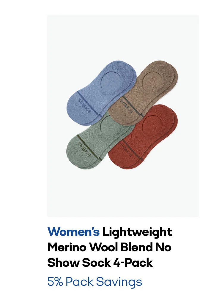 Women's Lightweight Merino Blend No Show Sock 4-Pack 5% Pack Savings