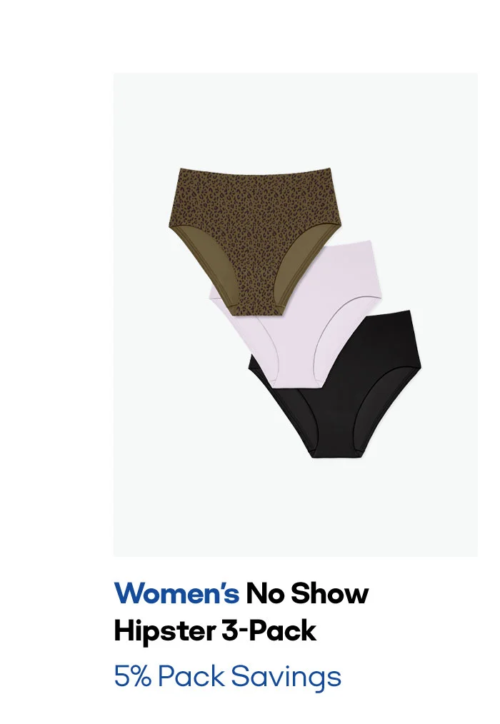 Women's No Show Hipster 3-Pack 5% Pack Savings