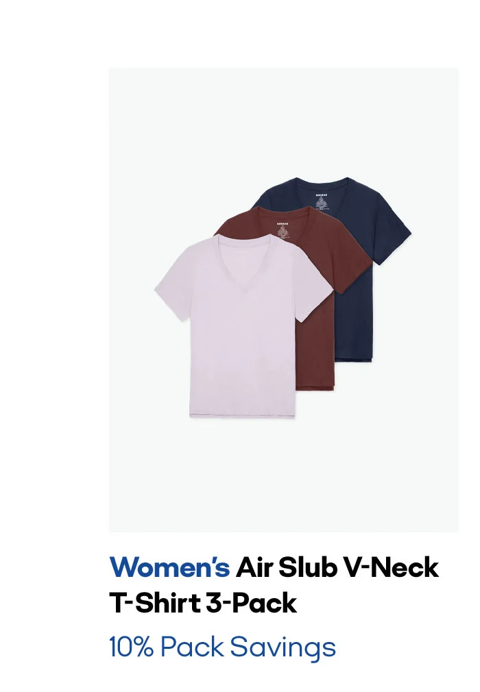 Women's Air Slub V-Neck T-shirt 3-Pack 10% Pack Savings