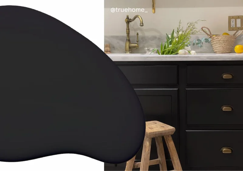 Kitchen cabinets painted in Blackest