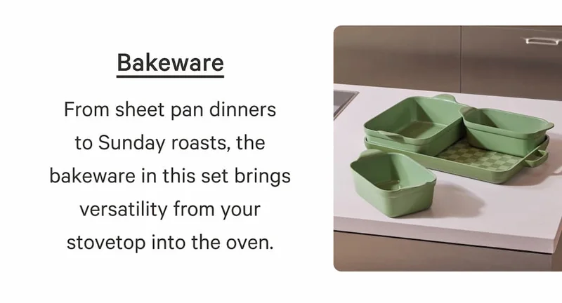 Bakeware | From sheet pan dinners to Sunday roasts, the bakeware in this set brings versatility from your stovetop into the oven.