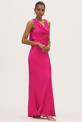 Mare Mare Satin Sleeveless Cowl-Neck Backless Maxi Dress
