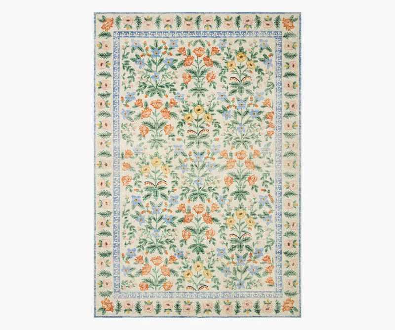 Image of Eden Mughal Garden Power Loomed Rug - Cream