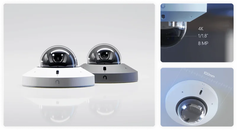 Delivers the same exceptional 4K 1/1.8-inch image quality as the G6 Dome, but in an incredibly compact 100mm diameter design, with IK08 vandal resistance and integrated two-way audio.