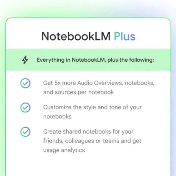 A screenshot of the NotebookLM Plus user interface.