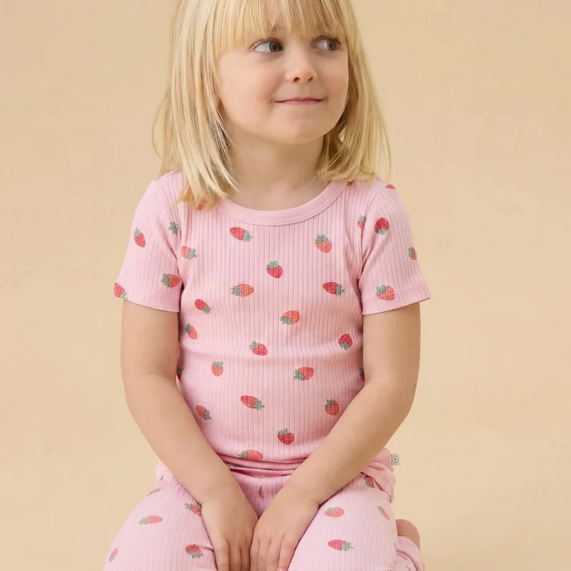 Strawberry Fields Ribbed Pajama Set