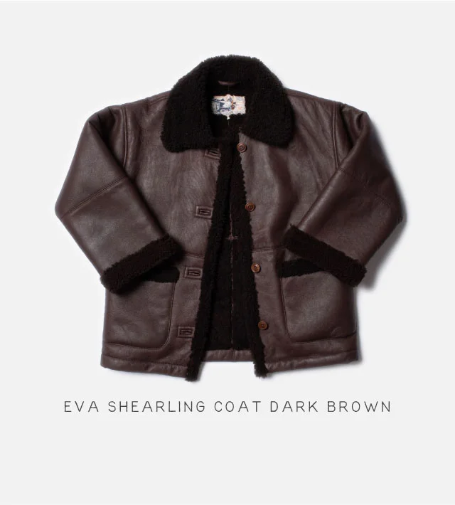 Eva Shearling Coat Dark Brown
