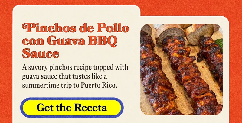 Pinchos de Polla con Guava BBQ Sauce