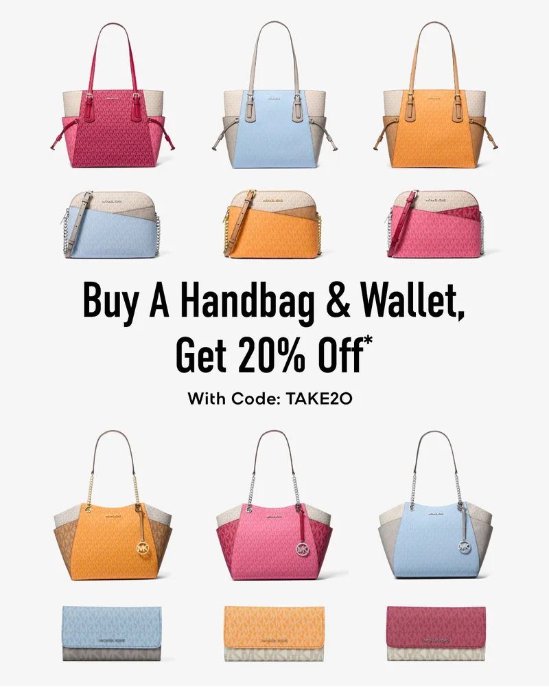 Buy A Handbag & Wallet, Get 20% Off* With Code: discount code