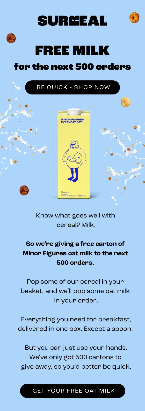 FREE MILK for the next 500 orders