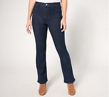 Denim & Co. Tall Indigo Easy Stretch Baby Bootcut  Size Tall size 24  Dark Wash