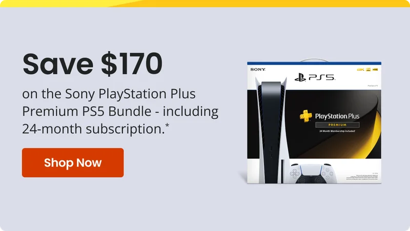 Save $170 on the Sony PlayStation Plus Premium PS5 Bundle - including 24-month subscription.* | Shop Now