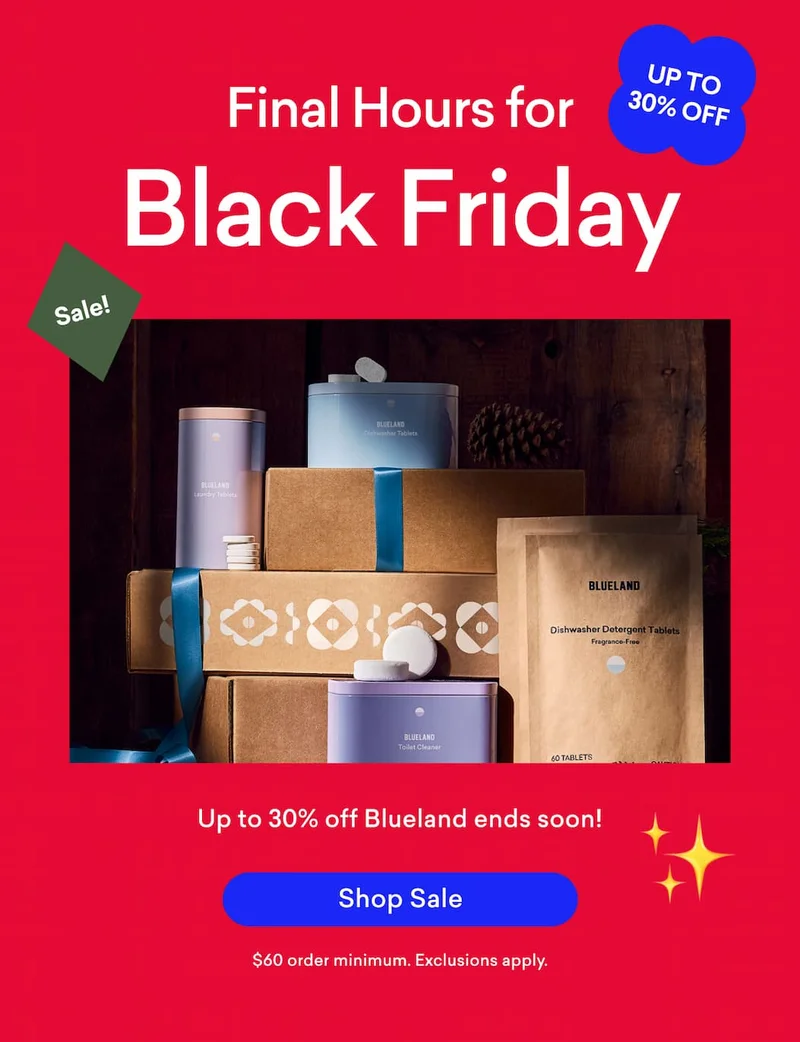 Final Hours for Black Friday! Shop up to 30% off Blueland.