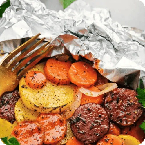 a salami and potato foil packet meal a salami and potato foil packet meal