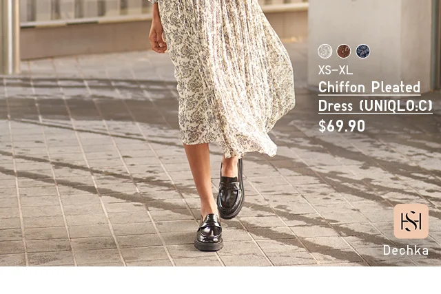 PDP 4 - WOMEN CHIFFON PLEATED DRESS UNIQLO:C