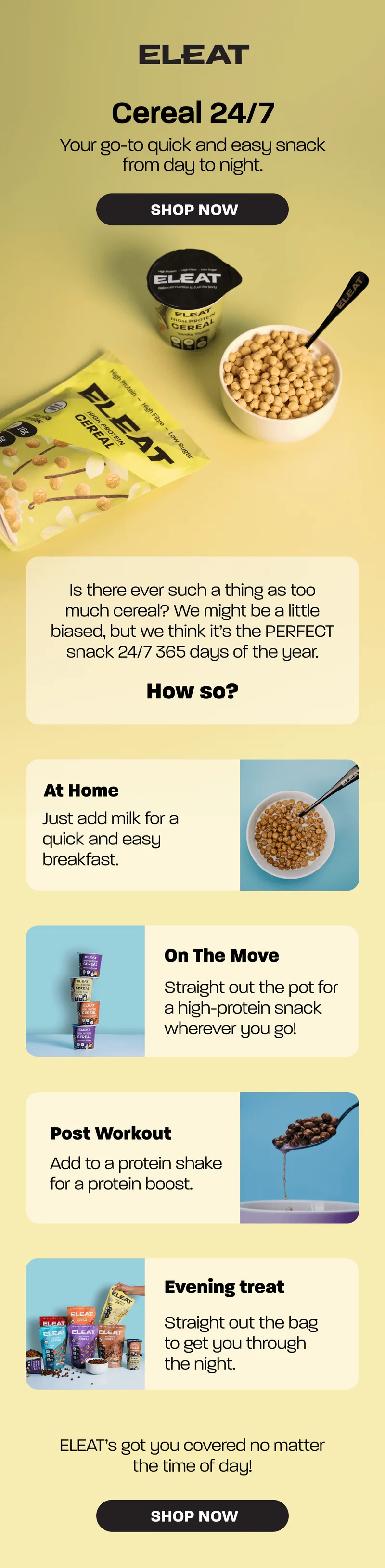 Cereal 24/7, Quick and easy from day to night