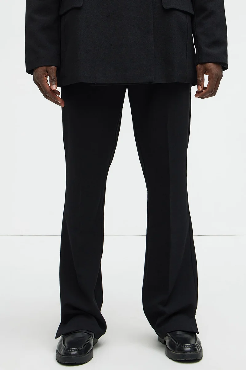 Image of Golden Hour Slit Slim Flare Trousers - Black