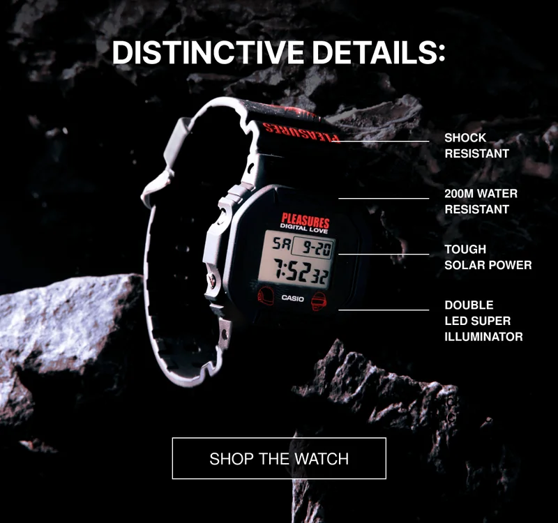 DISTINCTIVE DETAILS: SHOCK RESISTANT | 200M WATER RESISTANT | TOUGH SOLAR POWER | DOUBLE LED SUPER ILLUMINATOR | SHOP THE WATCH