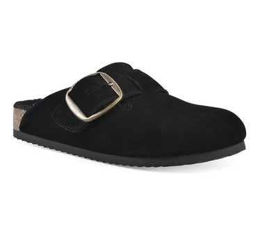 White Mountain Adjustable Leather Faux Fur Clogs - Big Sur