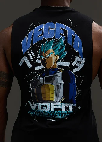 Vanquish DBS Vegeta SSGSS Black Oversized Sleeveless T Shirt