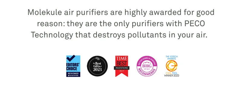 Molekule air purifiers are highly awarded for good reason: they are the only purifiers with PECO technology that destroys pollutants in your air