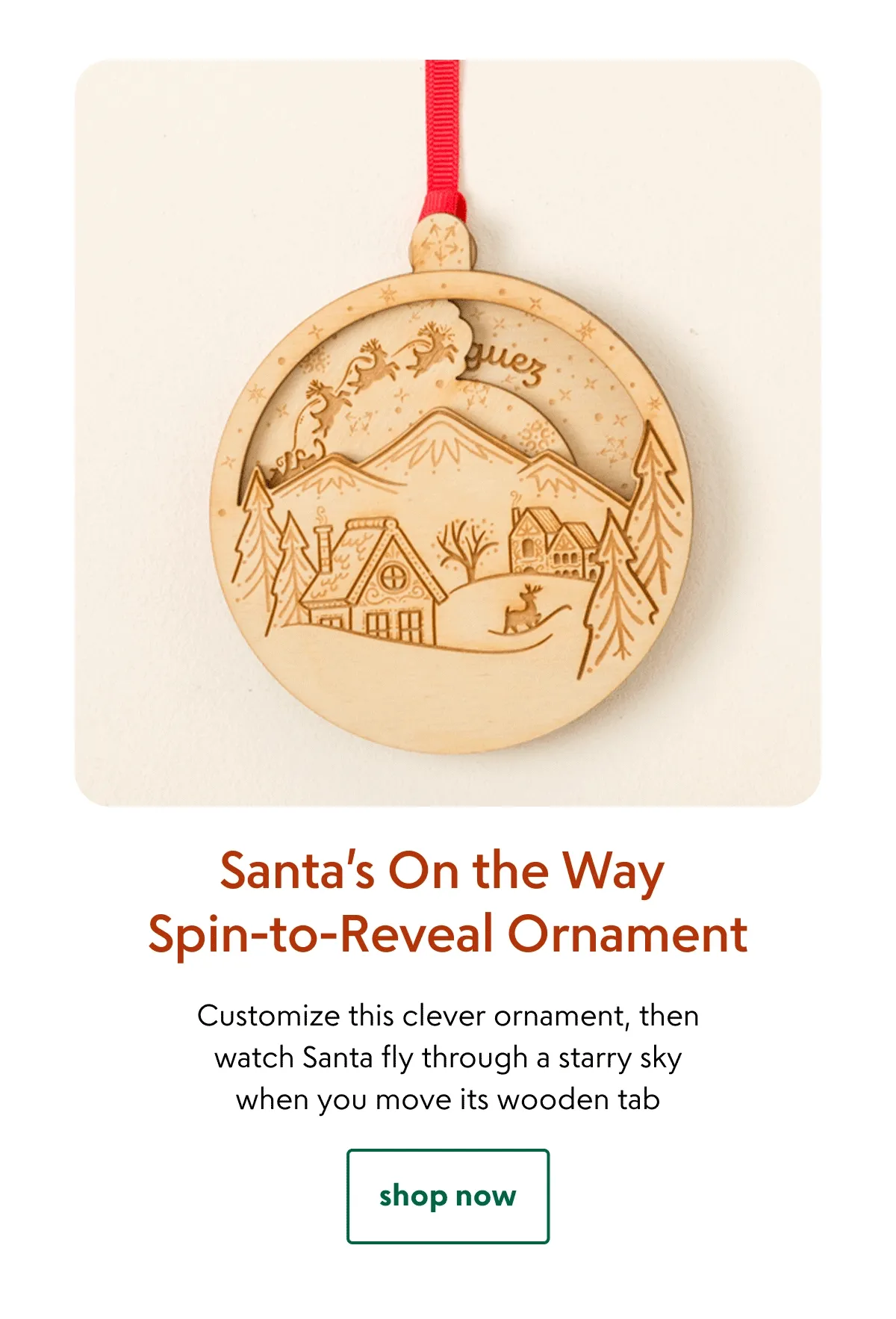 Santa's On the Way Spin-to-Reveal Ornament