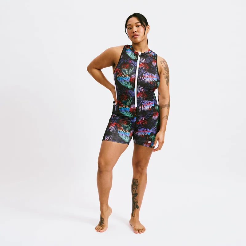 Image of Swim 4.5" Zip Up Unisuit - Palm Dreams