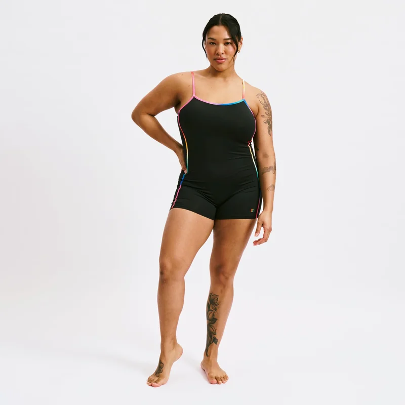 Image of Swim 3.5" Skinny Strap Unisuit - Black Rainbow Ombre