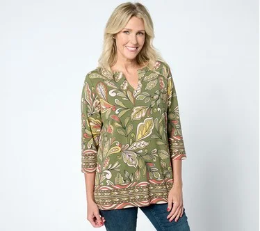Belle by Kim Gravel TripleLuxe Knit Botanical Top