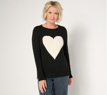 Belle by Kim Gravel Love in the Air Cabled Heart Sweater