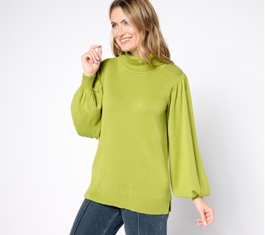 Belle by Kim Gravel Blouson Sleeve Turtleneck Sweater
