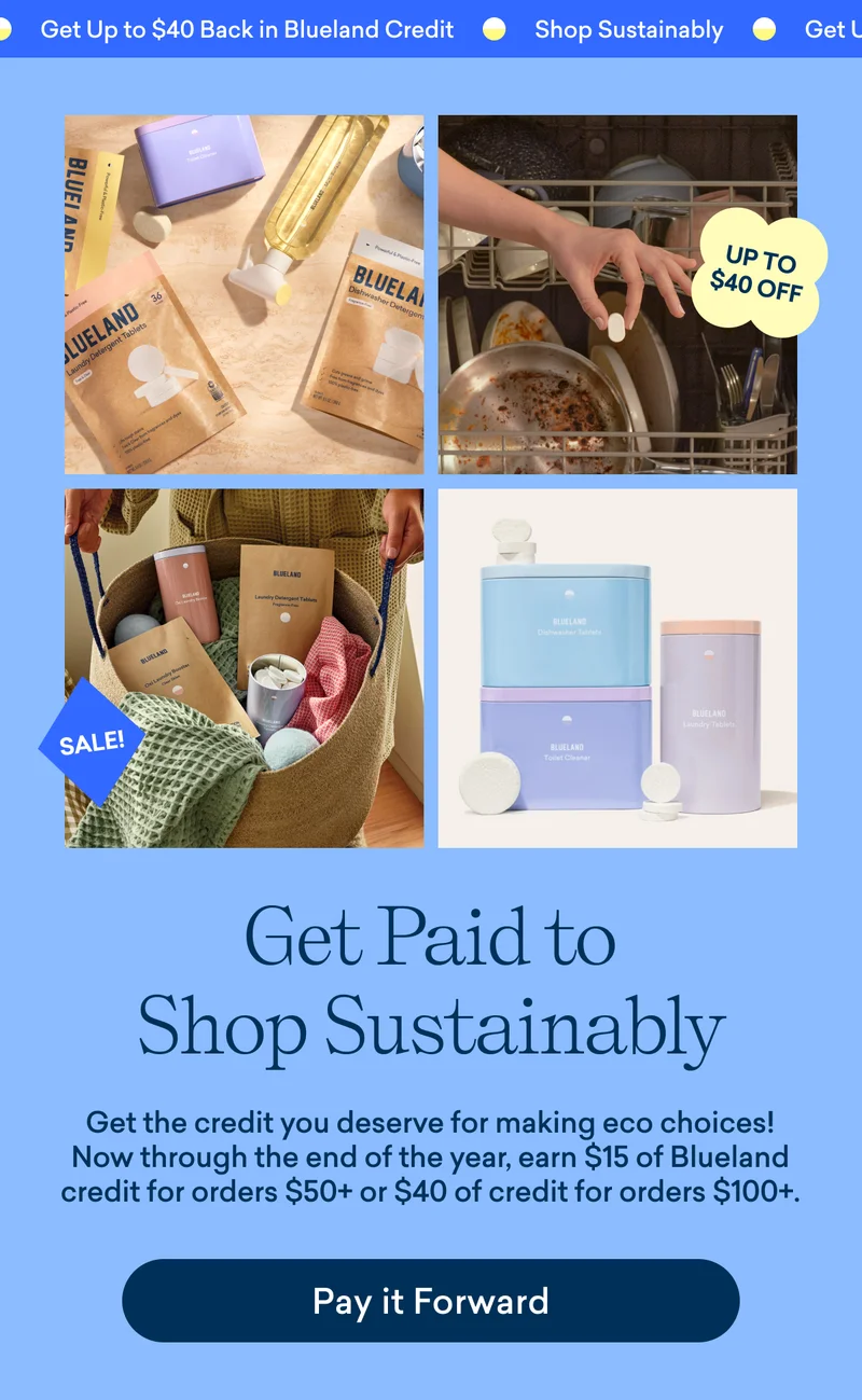Get up to $40 back in Blueland credit